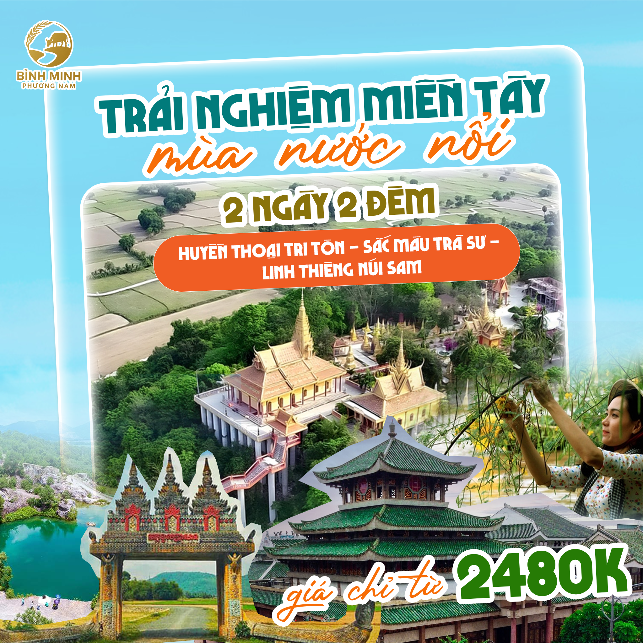 Tour Tri Tôn Châu Đốc Mùa Nước Nổi - Khám Phá Trà Sư & Núi Sam An Giang