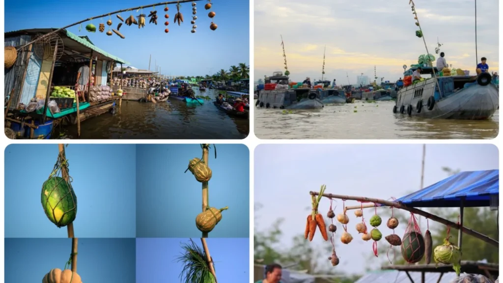 Ghe bán hủ tiếu trên sông - trường hợp đặc biệt không dùng cây bẹo để quảng cáo