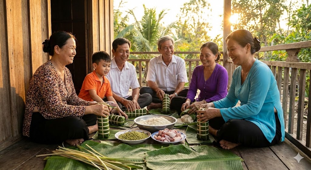 gói bánh tét miền tây
