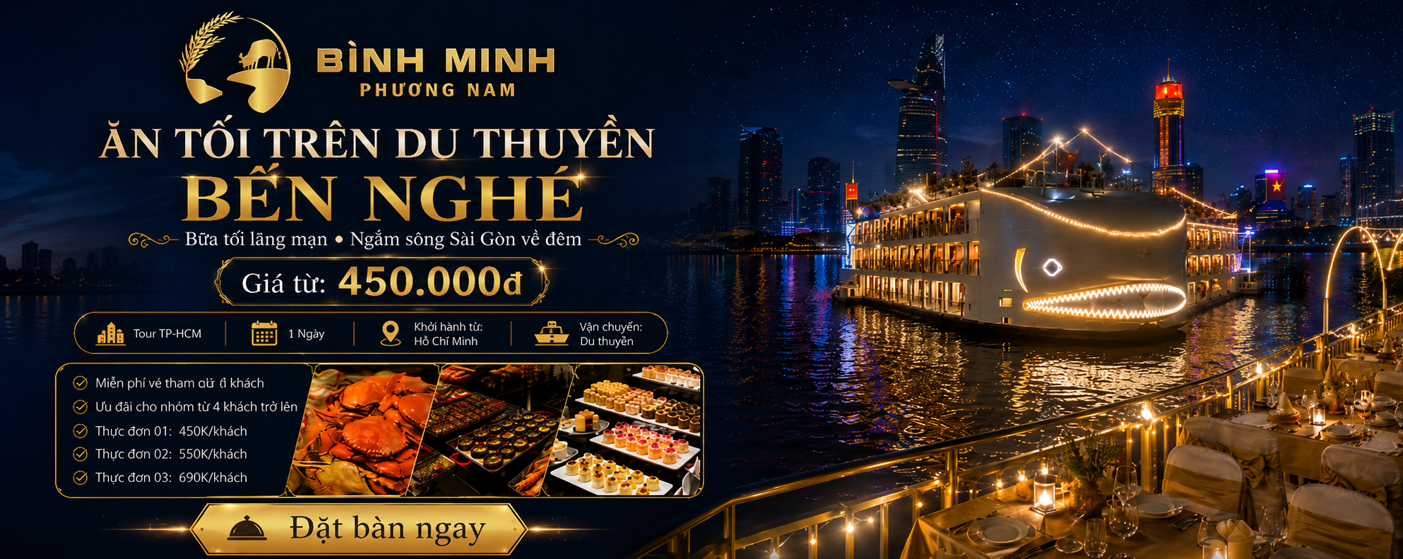 ăn tối tàu bến nghé